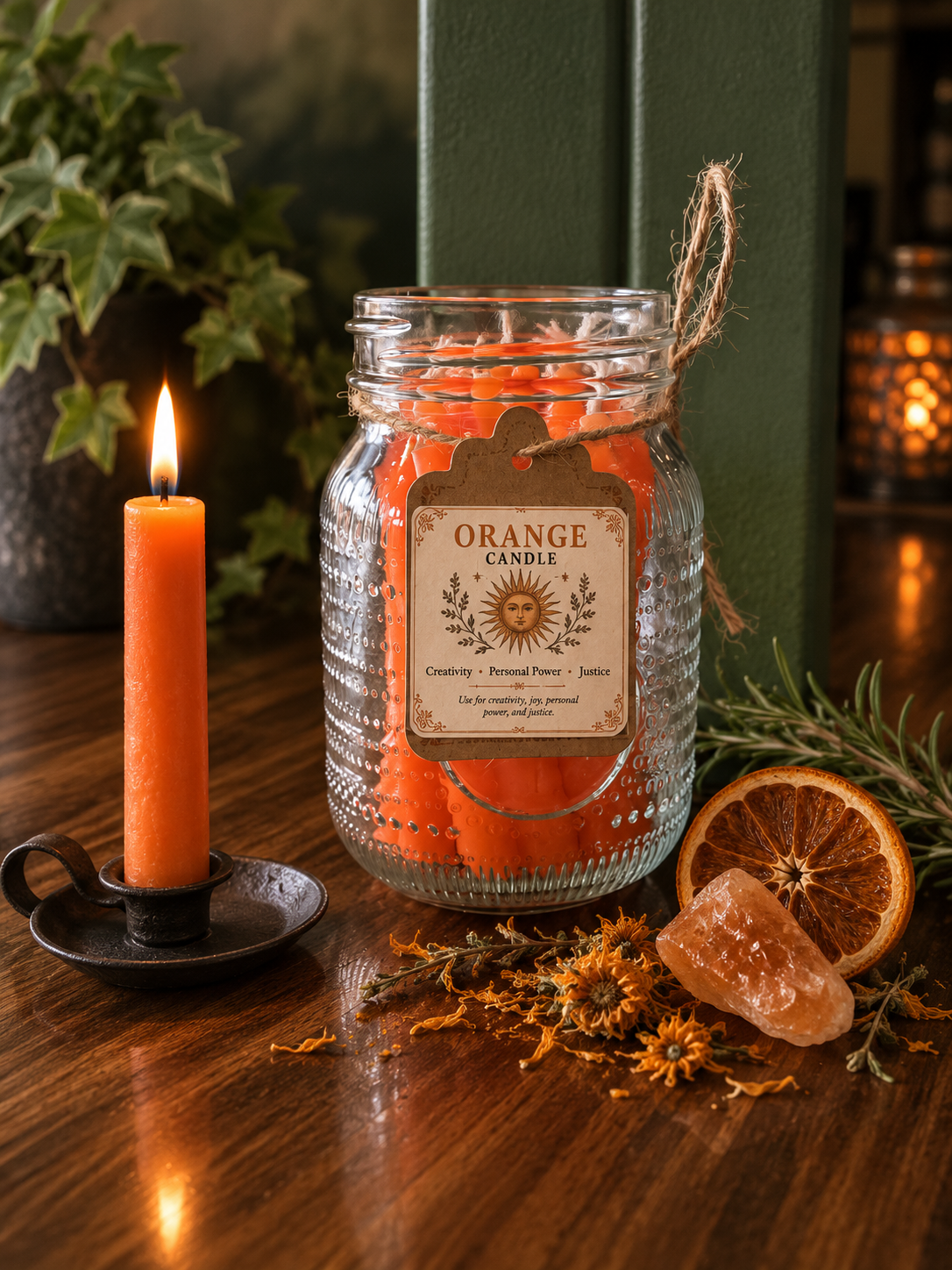 Orange Taper Candle