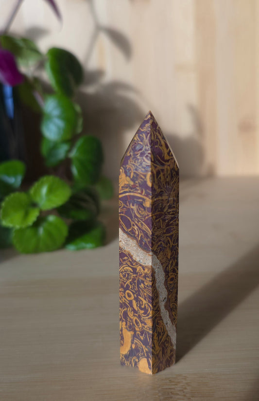 Golden Coquina Jasper Crystal- Large Tower